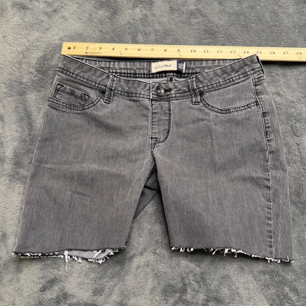 Anchor Blue Denim Shorts Womens 8 Gray Excellent Vintage Y2K Raw Hem Cutoff